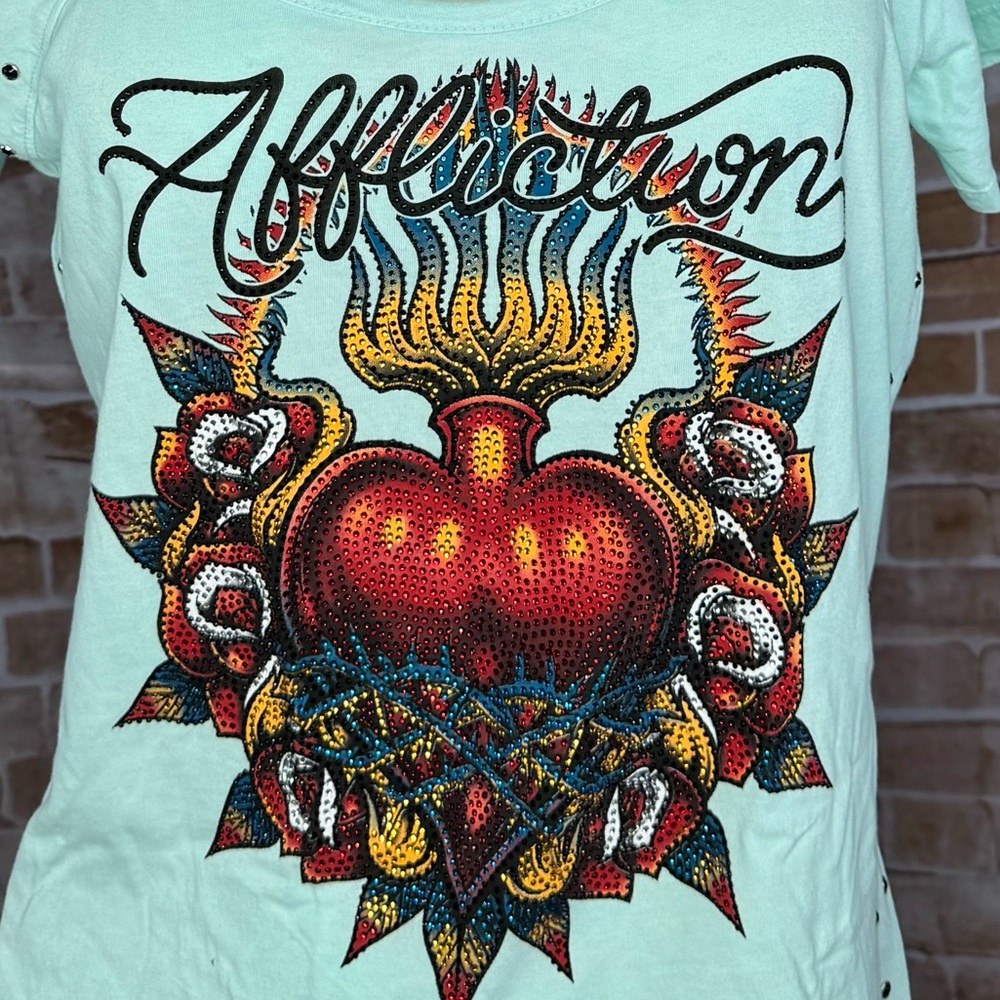 Affliction Black Label Women’s Short Sleeve Graphic Scoop Tee-Multiple Sizes-NWT - Picture 4 of 10